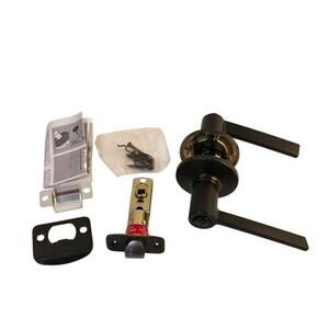 Kwikset 408PLL 11P RCAL 3031 Matte Black Single Passage Door Lever Set